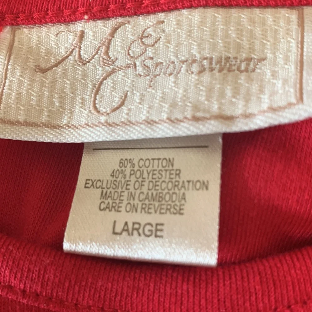 Get Your Jingle On LS Embroidered Tee L Red Holiday Christmas Festive Lagenlook